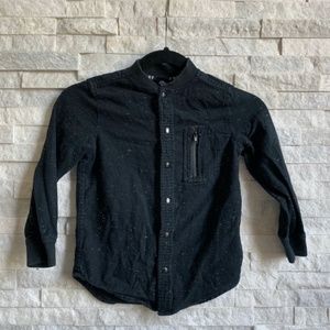 Boys Grandad Collar Snap Button Down Long Sleeve